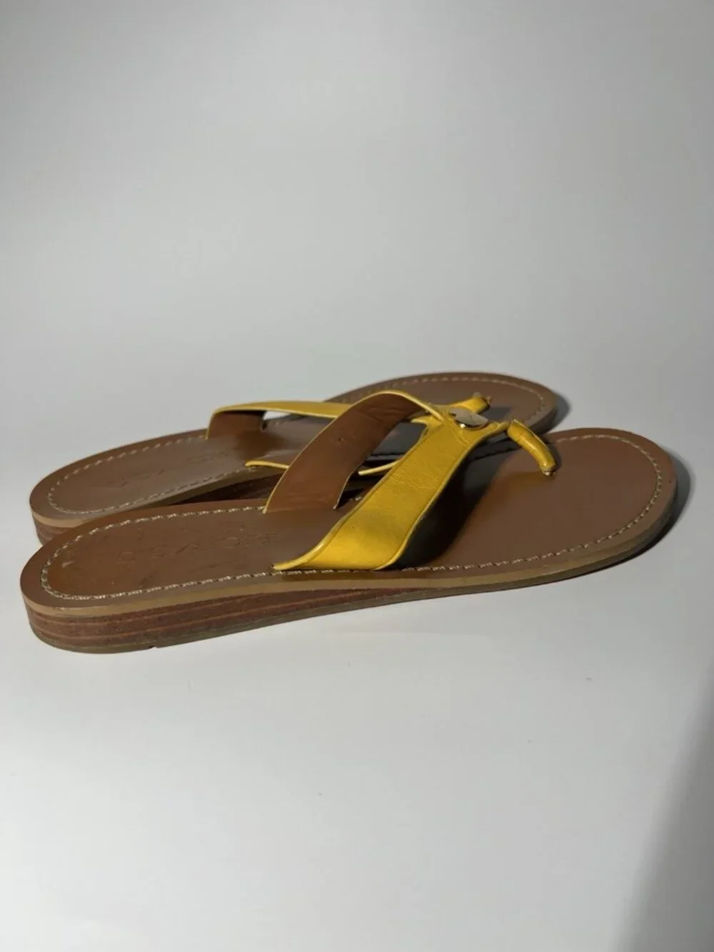 Coach Chapel Leather Slide Sandals Mustard Women’s Size 5.5